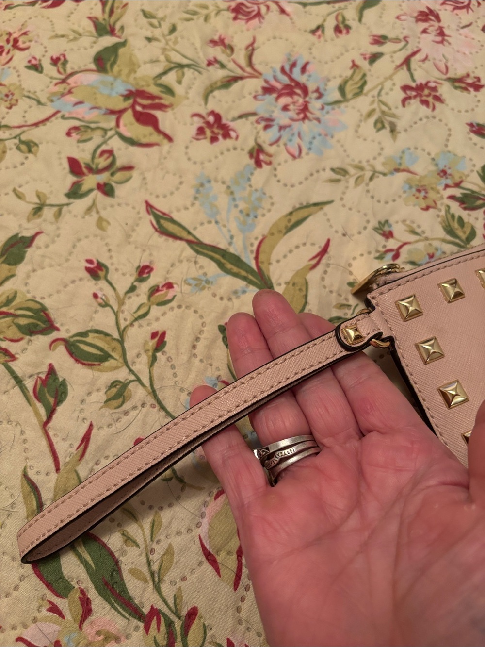 Michael Kors Blush Pink Studded Wristlet Clutch - Picture 3 of 9